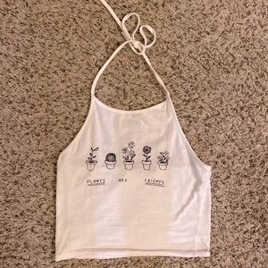 Brandy Melville Plants Are Friends White Halter